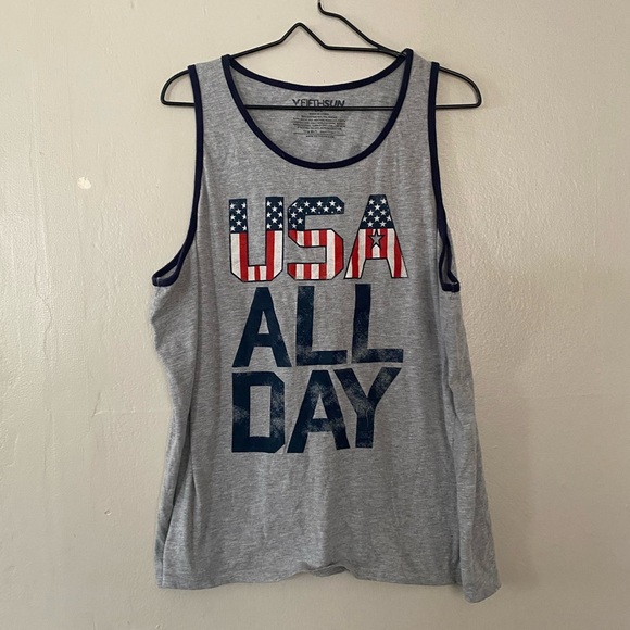 Fifth Sun Men’s Gray USA All Day Tank Top Size 2XL Fourth of July Shirt - Picture 6 of 6